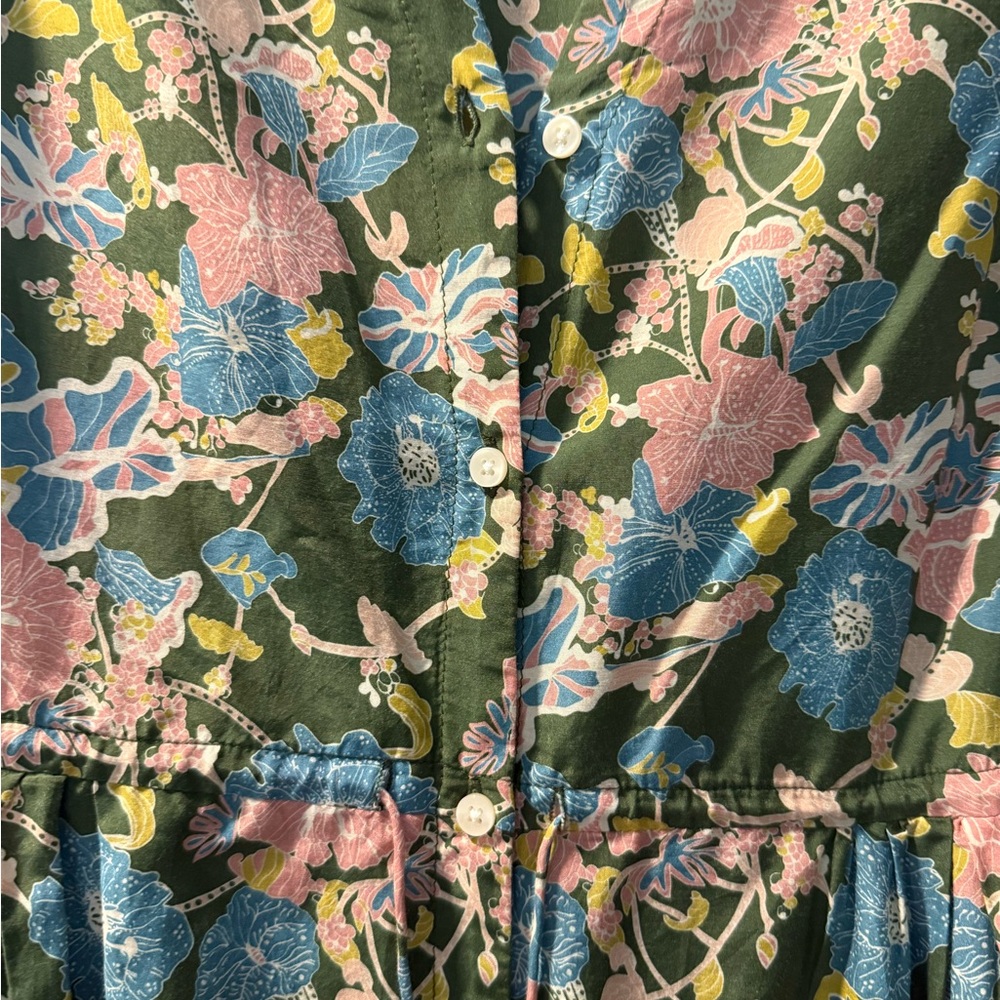 Trovata California Birds of Paradise Brand XL silk Floral Long Sleeve Dress maxi - Picture 15 of 16